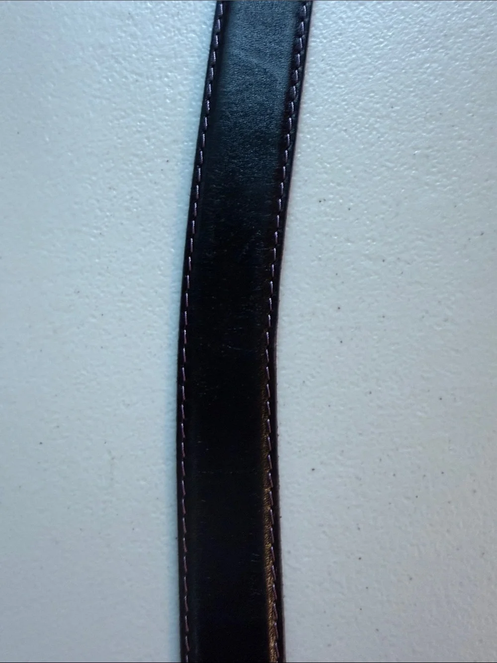 L.E.N. Black Leather Belt with Pink Contrast Stitching 40 inches